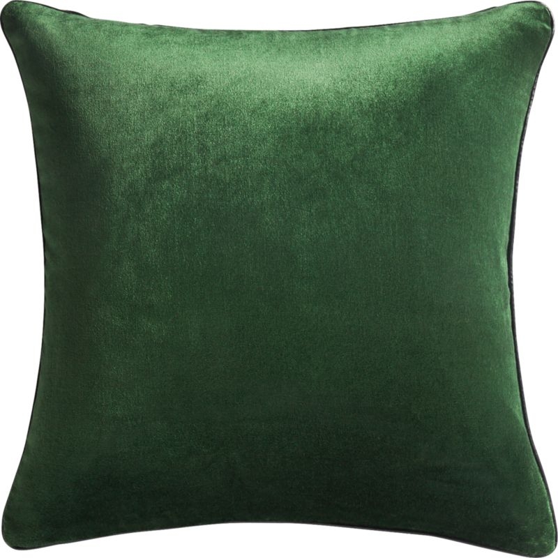 18" Emerald Crushed Velvet Pillow with Feather-Down Insert - Image 1