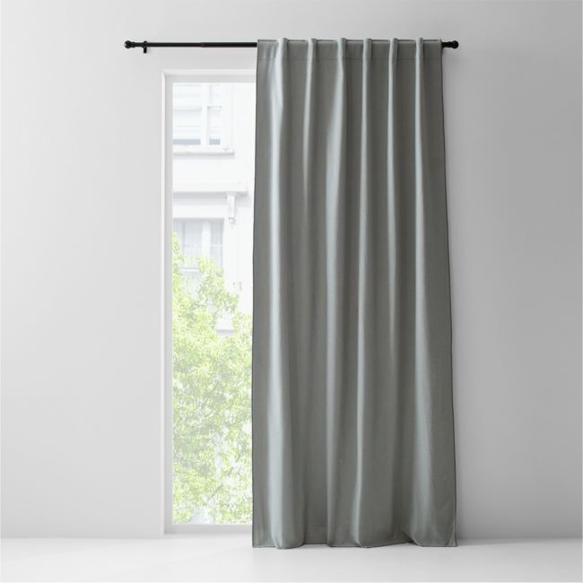 Mist Blue Merrow Stitch Organic Cotton Window Curtain Panel 52"x108" - Image 0