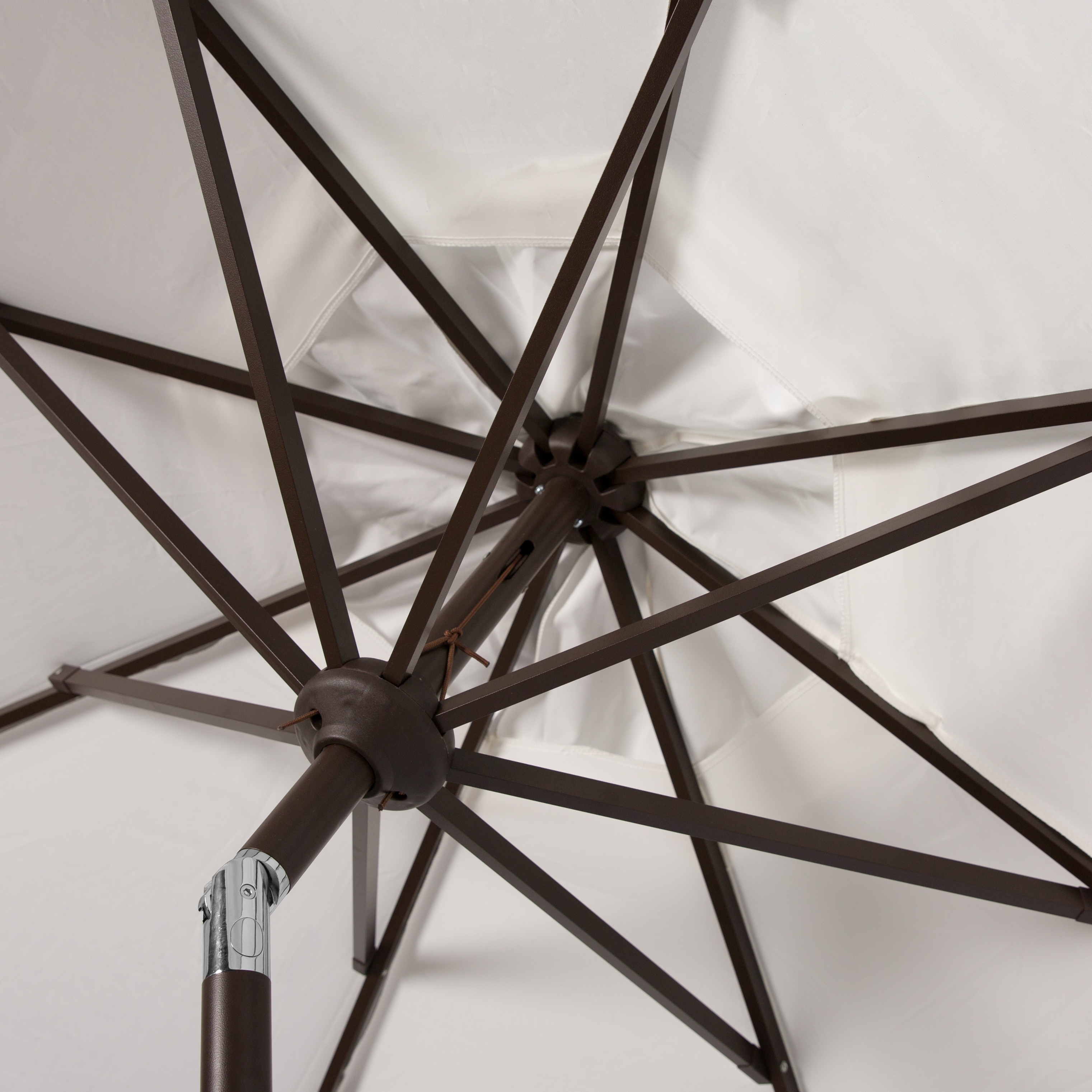 Milan Fringe 9Ft Crank Outdoor Push Button Tilt Umbrella - White - Arlo Home - Image 2