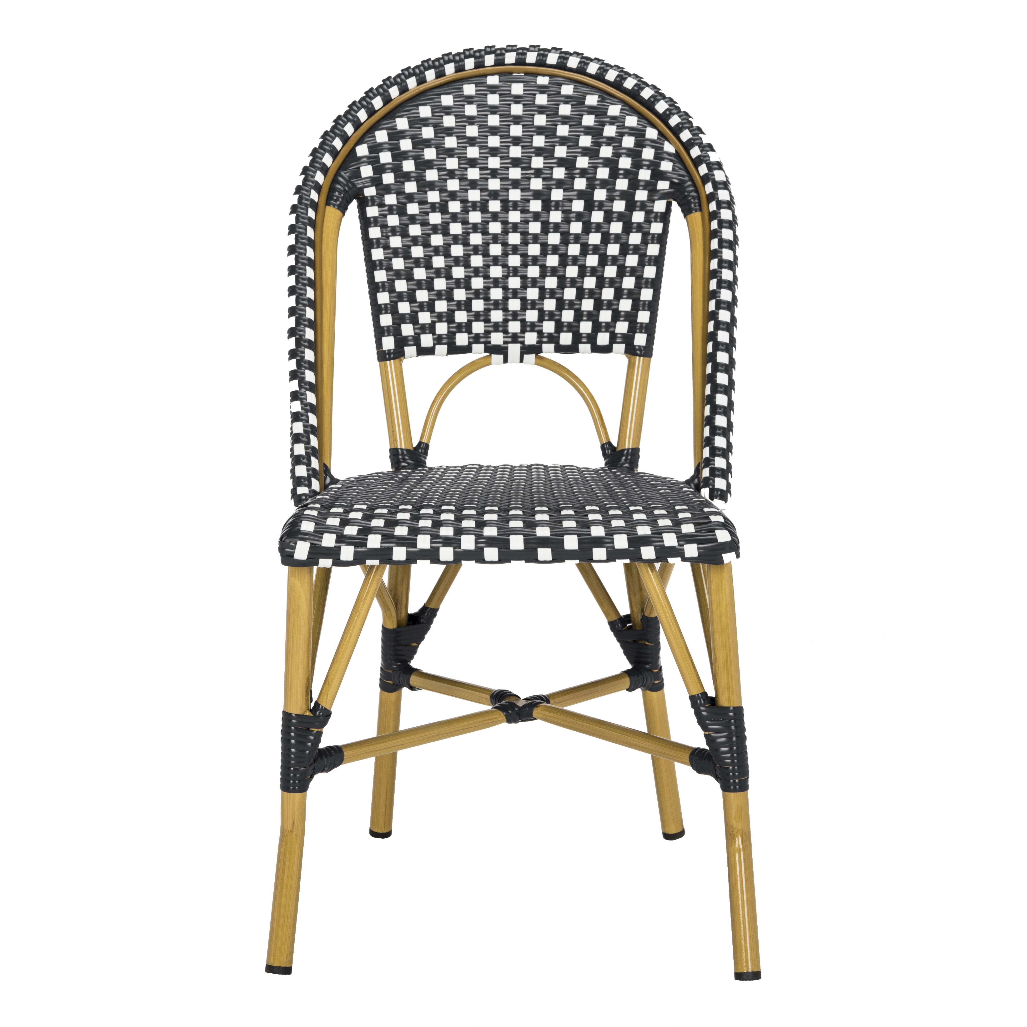 Salcha Indoor-Outdoor French Bistro Stacking Side Chair - Black/White/Light Brown - Arlo Home - Image 1