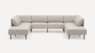 Range 8-Piece Open U Sectional Double Lounger - Stone Grey - Performance Flatweave / Black - Metal - Image 1