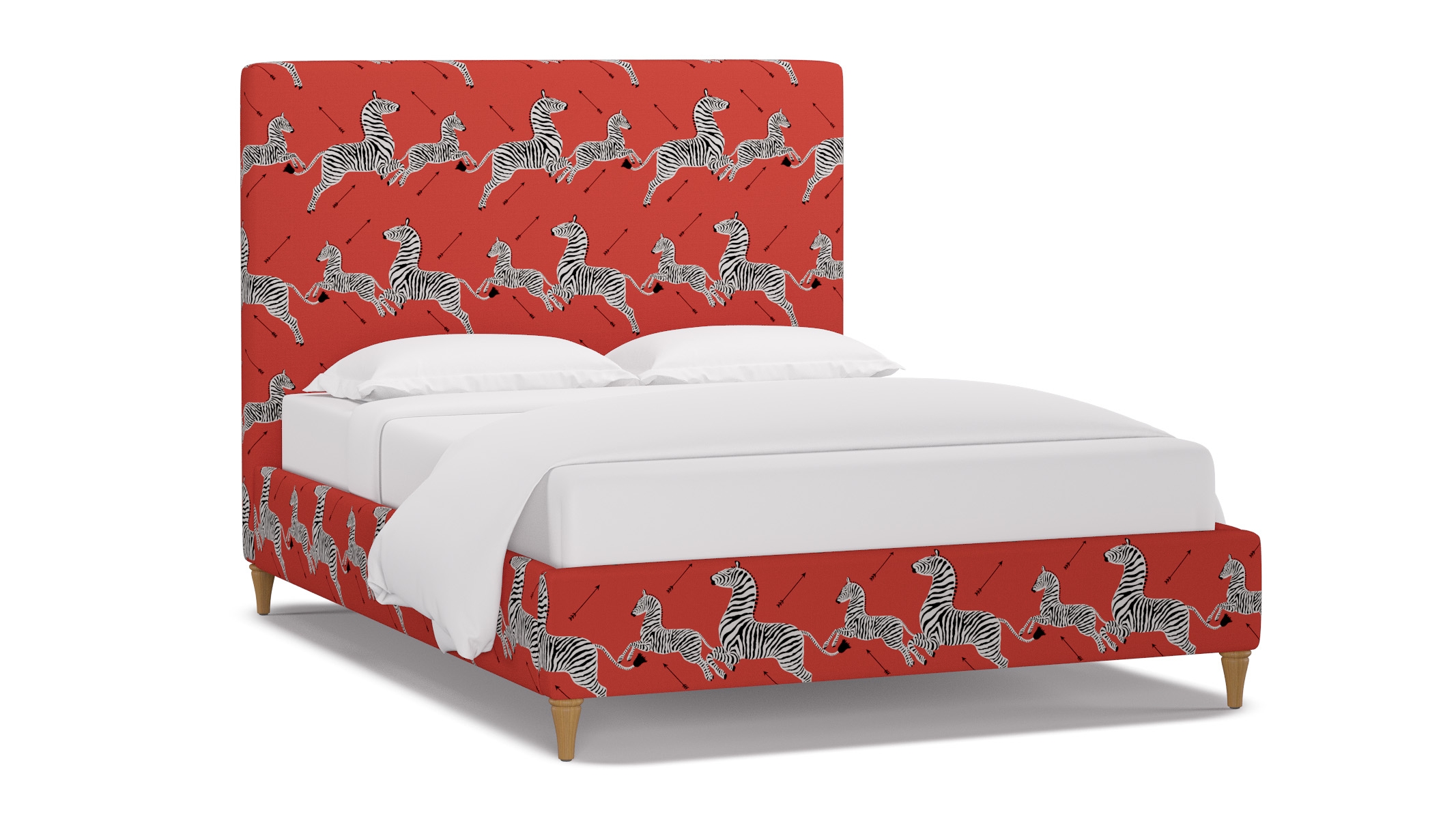 Classic Bed, Coral Zebra, Natural Decorative Tapered Leg, Twin - Image 1
