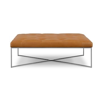 Maeve Square Ottoman, Poly, Vegan Leather, Saddle, Stainless Steel - Image 3