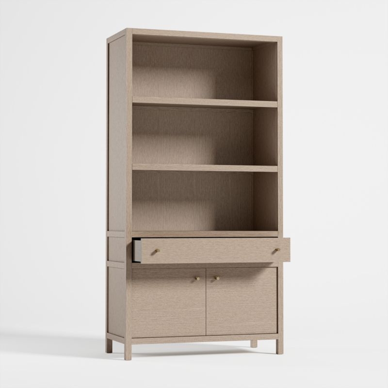 Keane 40" Weathered Natural Wood Closed Bookcase - Image 4