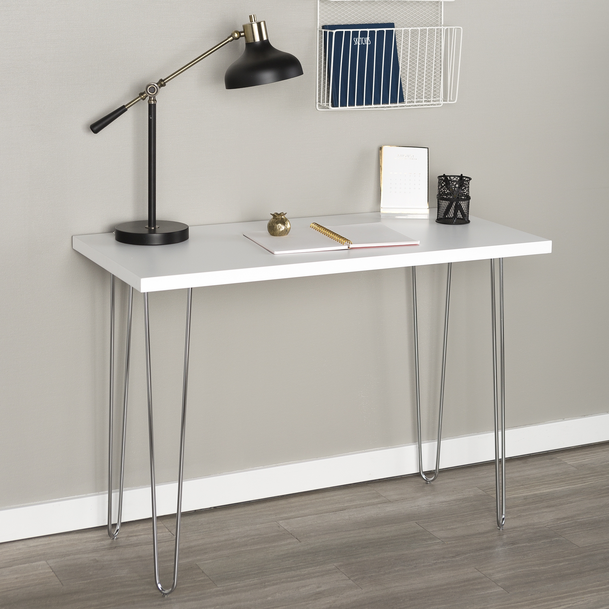 42" Mid Century Modern Wood Computer Desk - White - Image 3