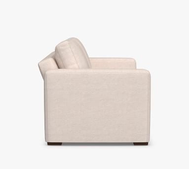 Shasta Square Arm Upholstered Futon Sleeper With Storage, Polyester Wrapped Cushions, Performance Heathered Basketweave Navy - Image 5