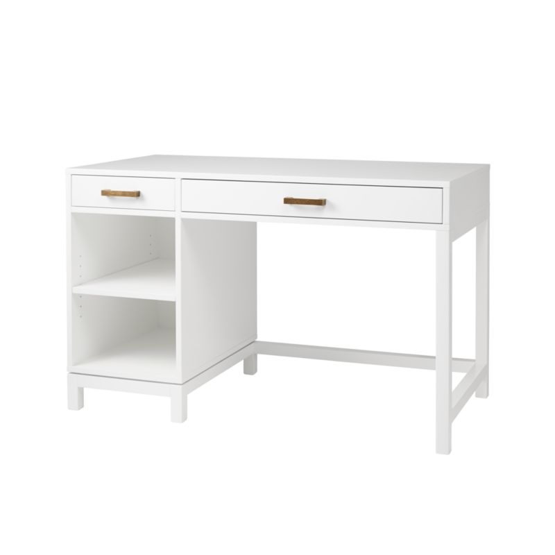 Parke White Wood 2-Drawer Kids Desk - Image 4