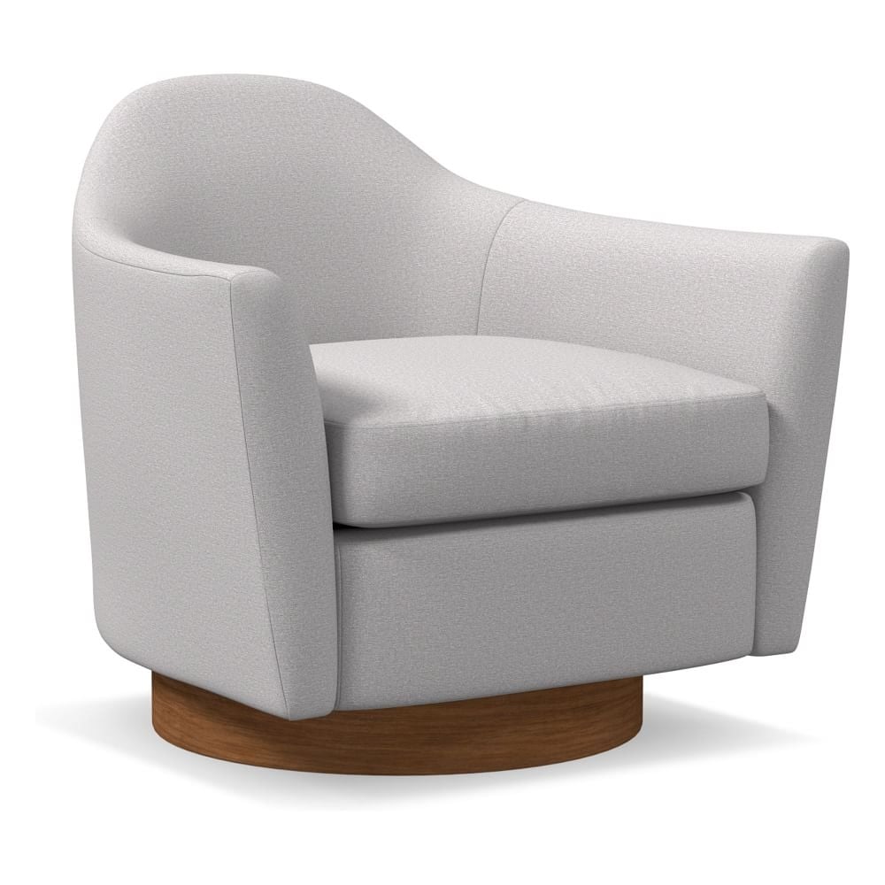 Haven Swivel Chair, Poly, Chenille Tweed, Frost Gray, Dark Walnut - Image 0