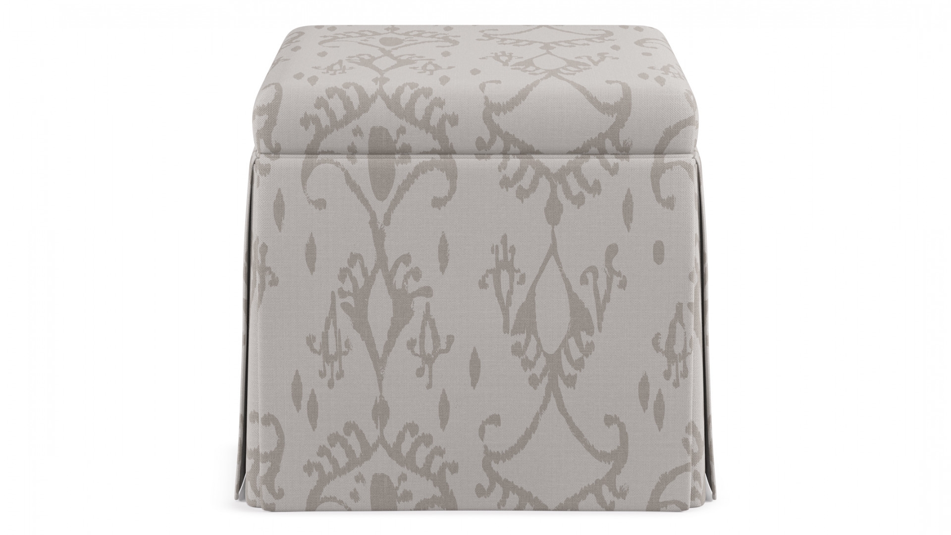 Skirted Storage Ottoman | Ikat In Grey - Image 0