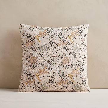 Embellished Blooms Pillow Cover, 18"x18", Natural Flax, Set of 2 - Image 3
