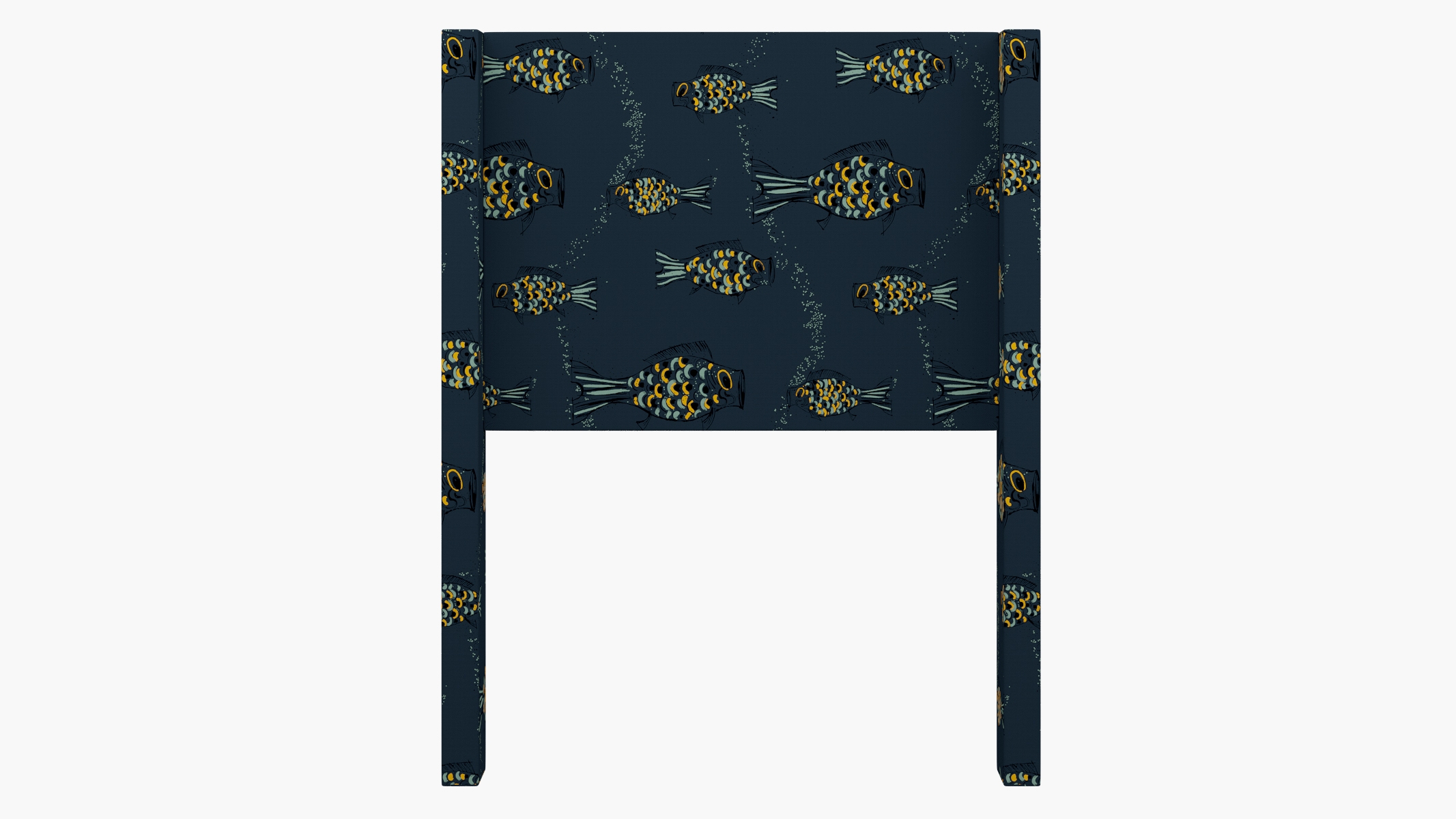 Modern Wingback Headboard, Indigo Sakana, Twin - Image 1