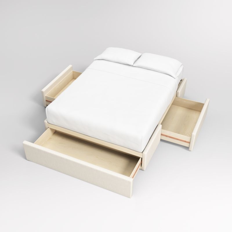 Arden 60" Ivory Upholstered King Headboard with Storage Bed Base - Image 3