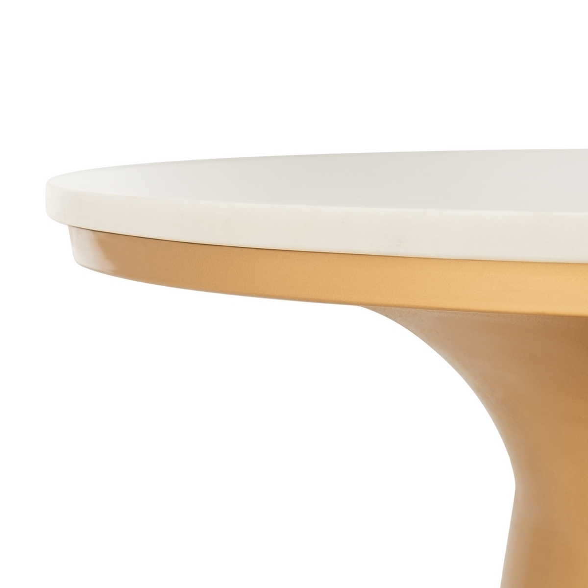 Mila Pedestal Coffee Table - White Marble/Brass - Safavieh - Image 4