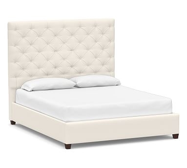 Lorraine Upholstered Tall Bed, King, Performance Chateau Basketweave Ivory - Image 0
