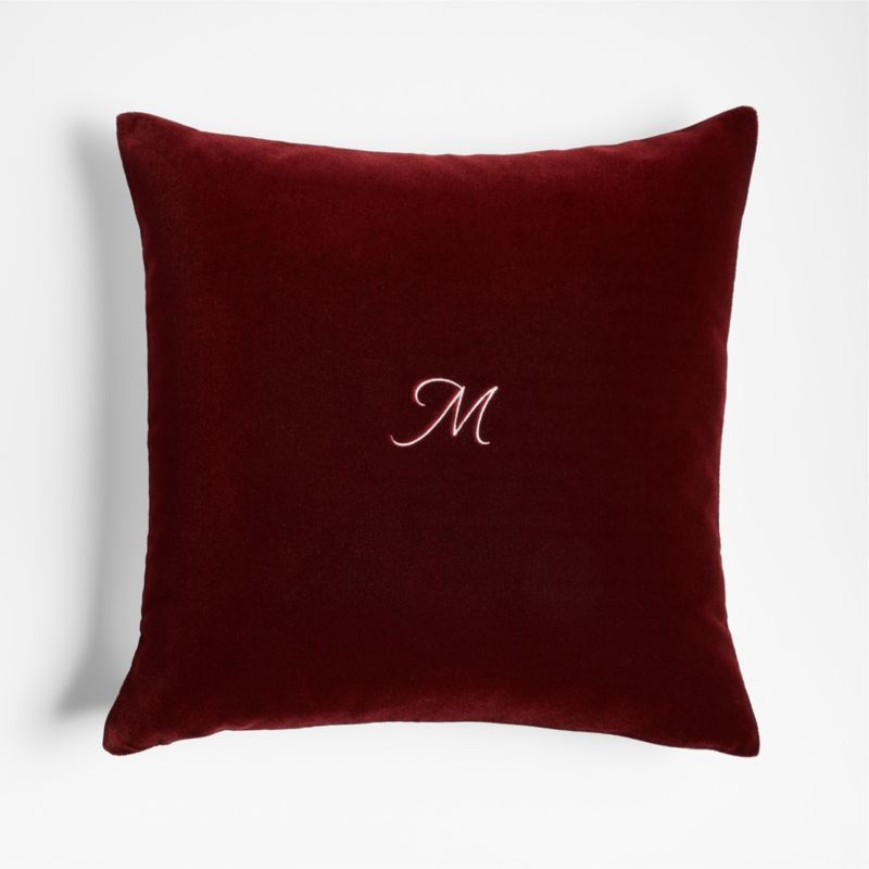 Faux Mohair Recycled 20x20 Brick Red Throw Pillow with Feather Insert - Image 1
