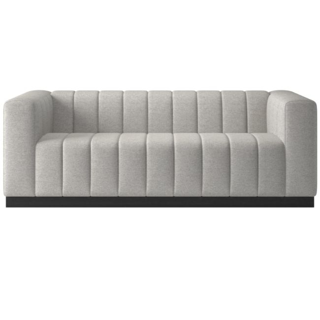 Forte 81" Channeled Sofa with Black Legs Hatch Platinum - Image 0