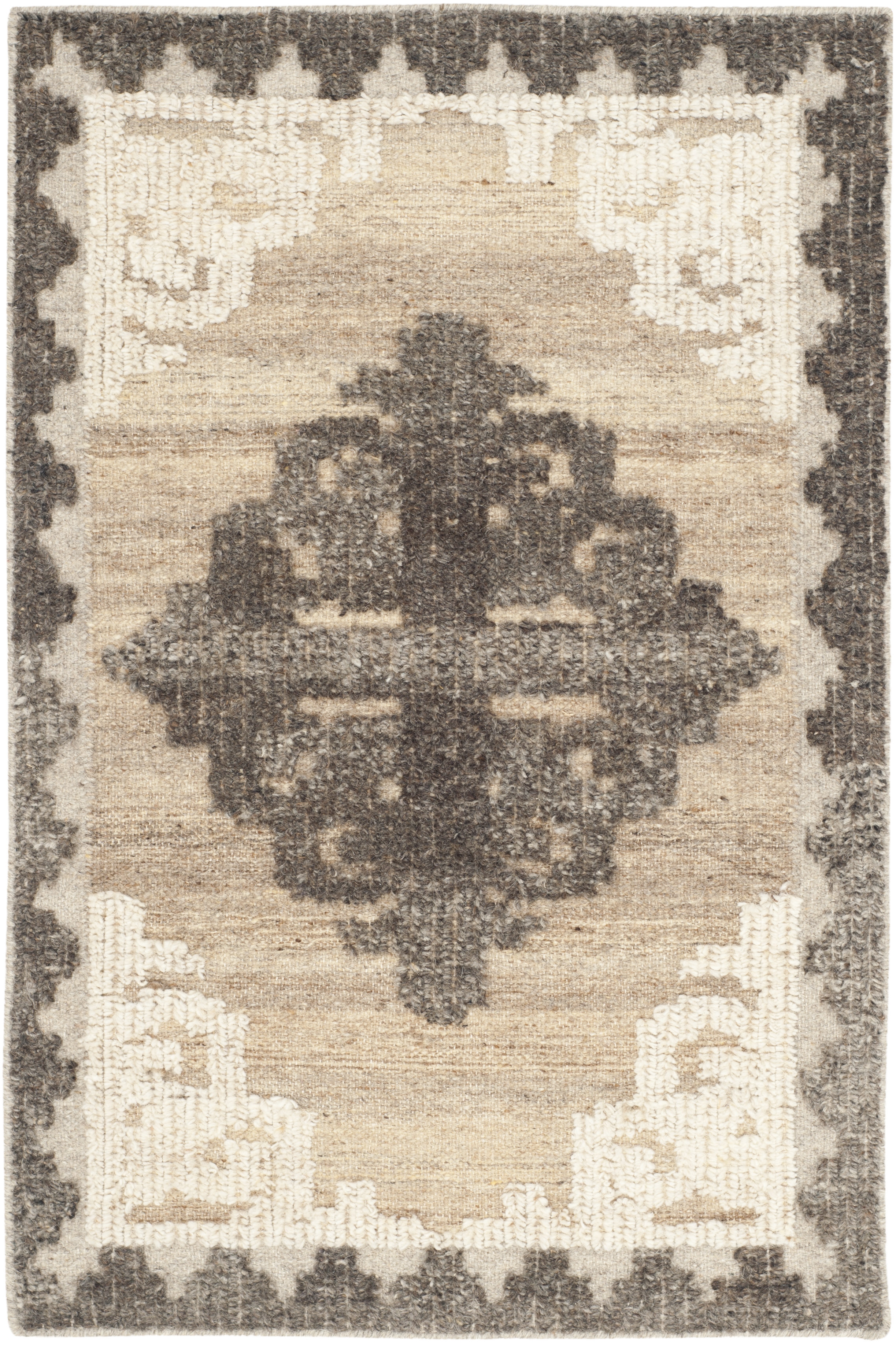 Arlo Home Hand Knotted Area Rug, KNY312A, Brown/Charcoal,  2' X 3' - Image 0