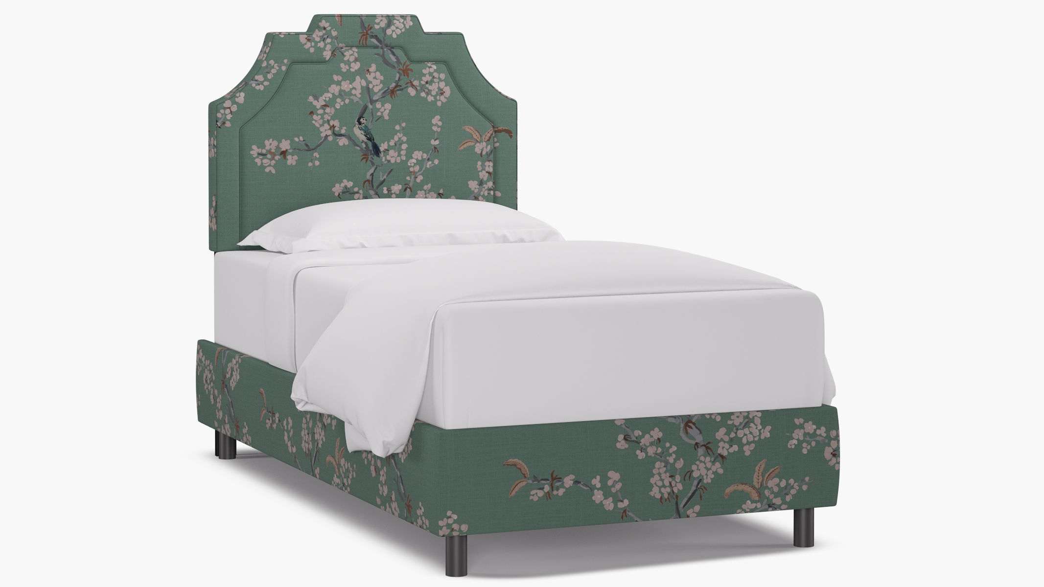 Art Deco Bed, Mint Cherry Blossom, Twin - Image 0