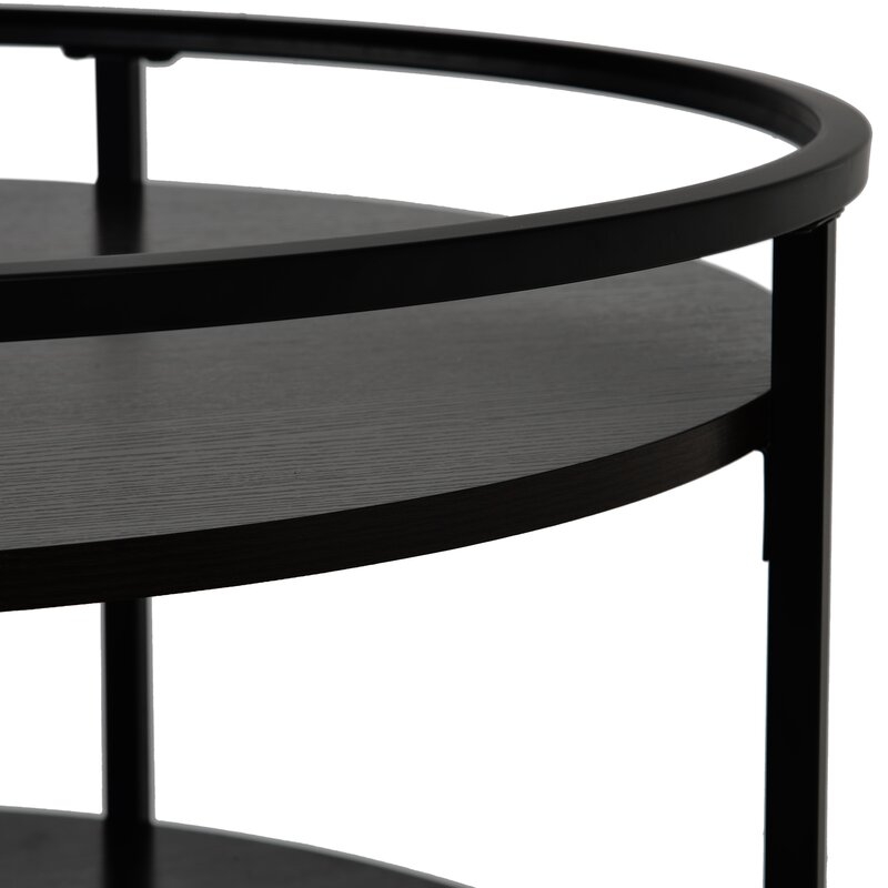 Cocktail Table Round Coffee Table, Espresso - Image 3