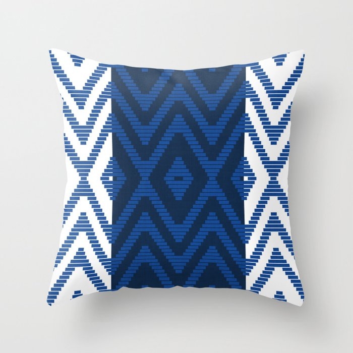 Rattan In Blue Throw Pillow by House Of Haha - Cover (20" x 20") With Pillow Insert - Indoor Pillow - Image 0