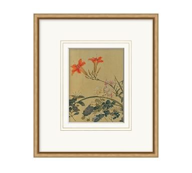 Edo Flowers 2 Framed Matted Print, 13" x 15" - Image 1