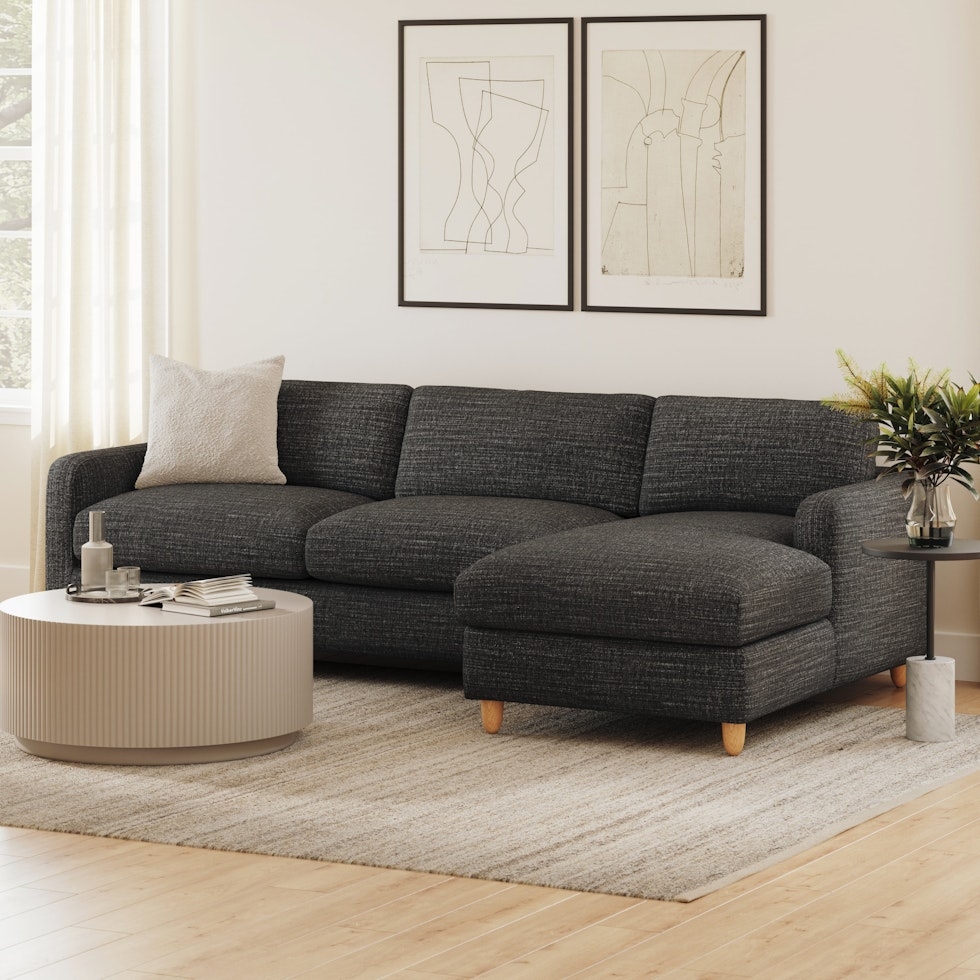 Vati 114" Right Storage Sleeper Sectional - Natural Oak and Napa Charcoal - Image 0