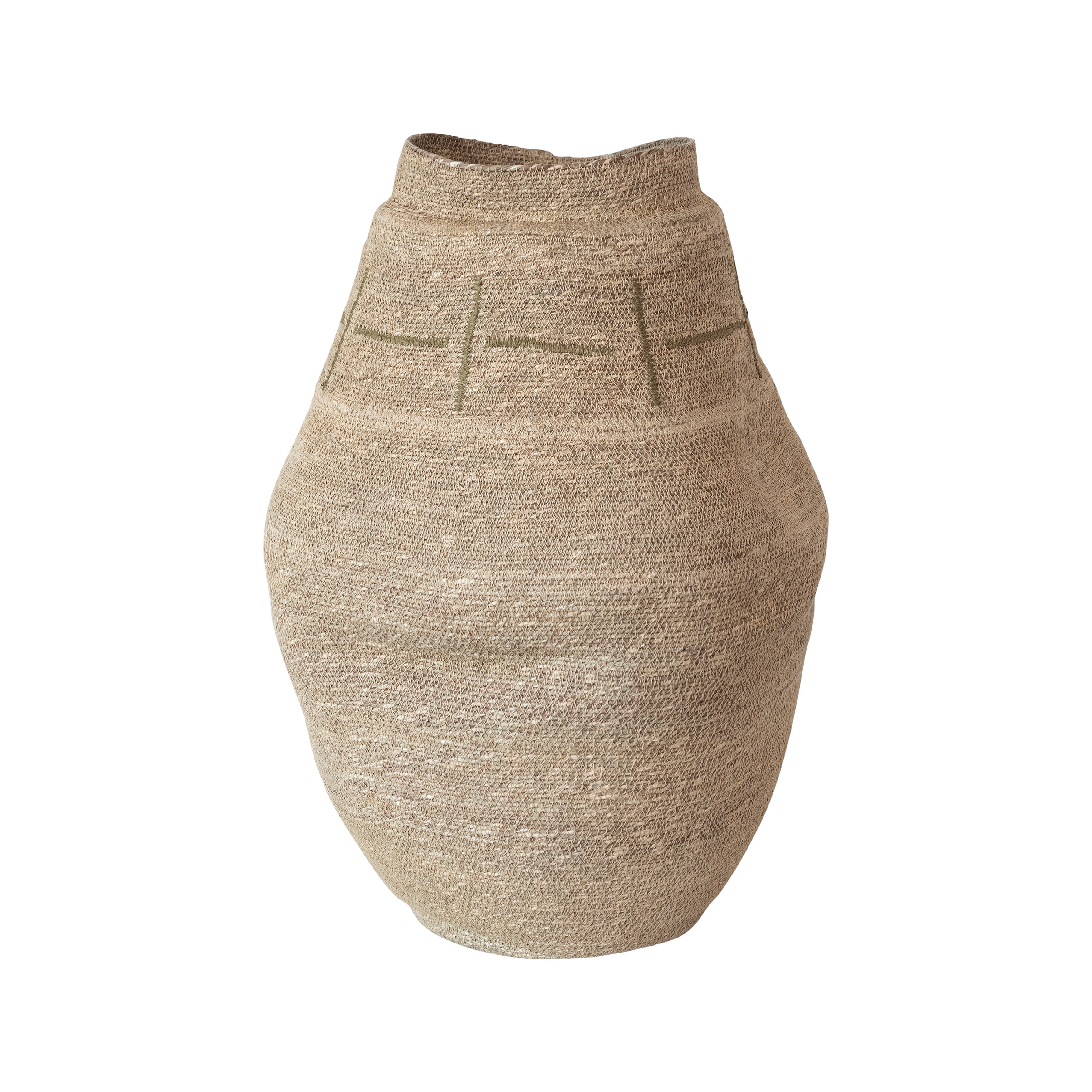 Seagrass Woven Basket with Pattern, Natural and Sage - Image 0