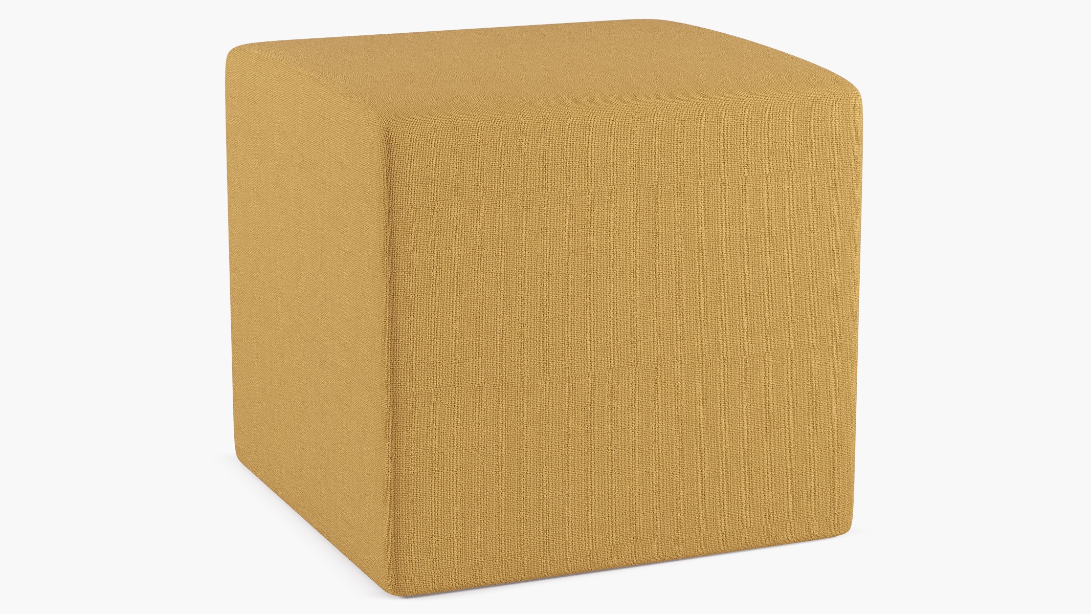 Cube Ottoman, French Yellow Everyday Linen - Image 1