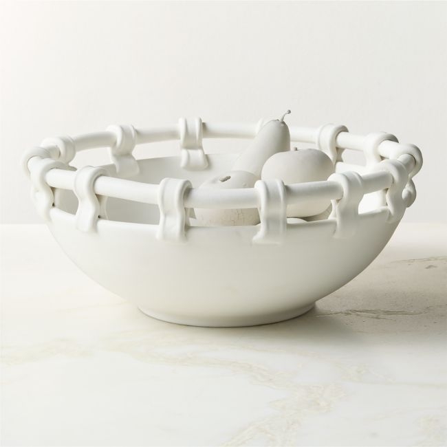 Mondovi White Ceramic Decorative Bowl - Image 0