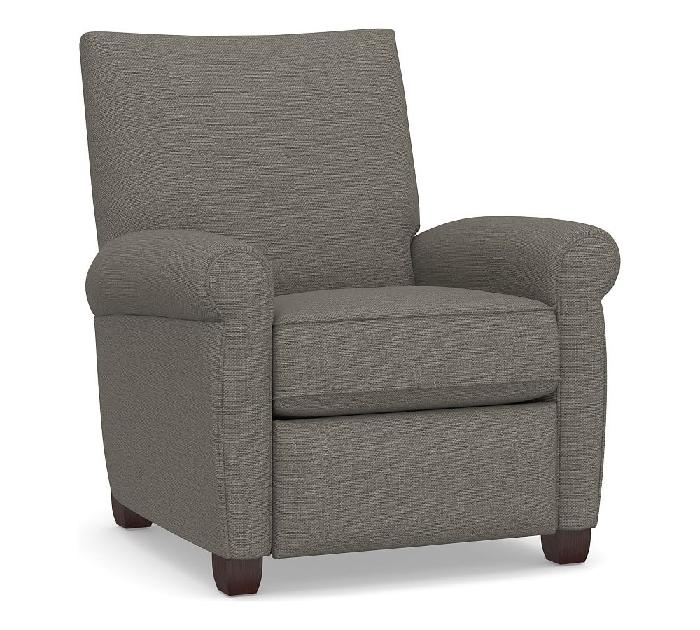 Grayson Roll Arm Upholstered Recliner, Polyester Wrapped Cushions, Chunky Basketweave Metal - Image 0
