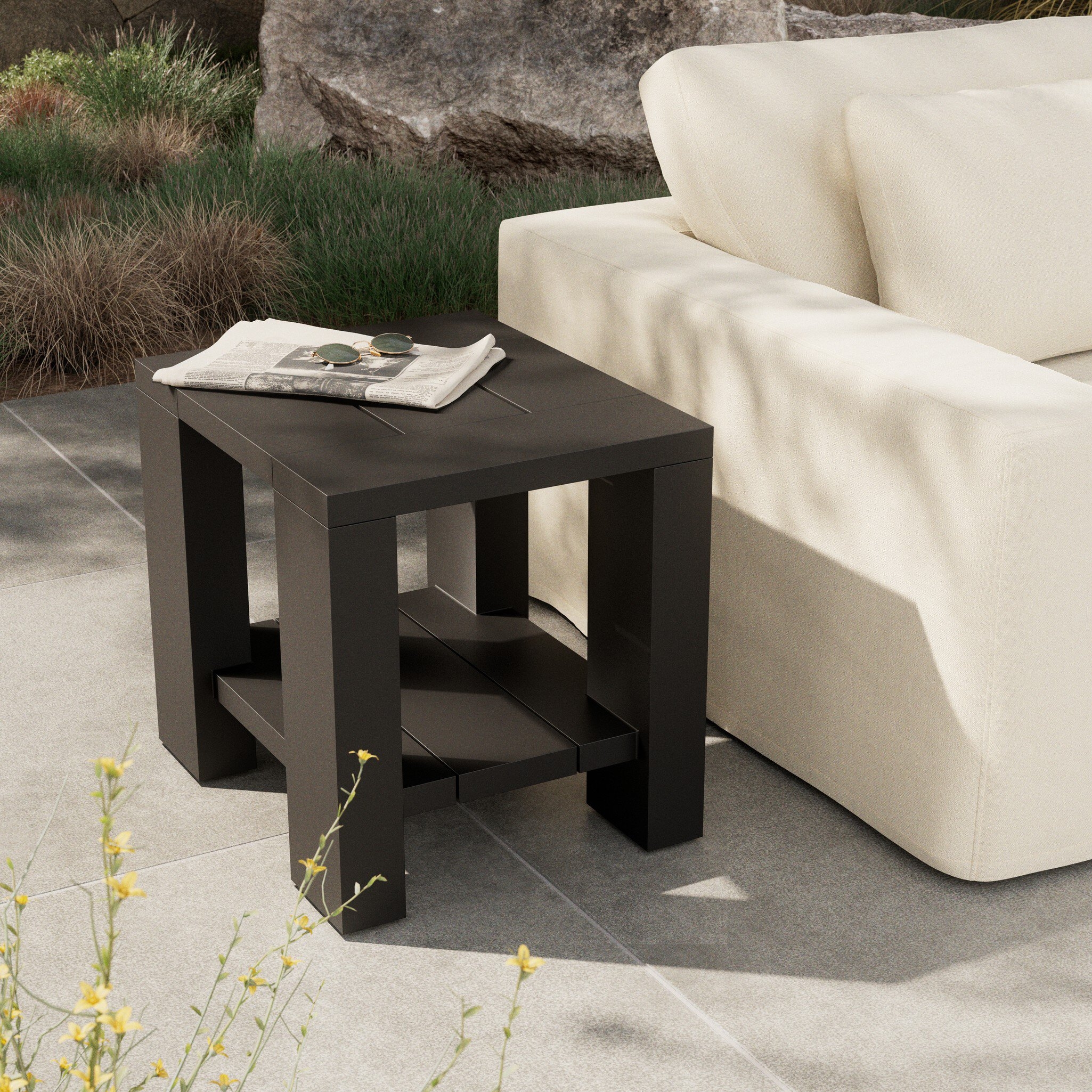 Roca Outdoor Metal End Table - Bronze - Image 1
