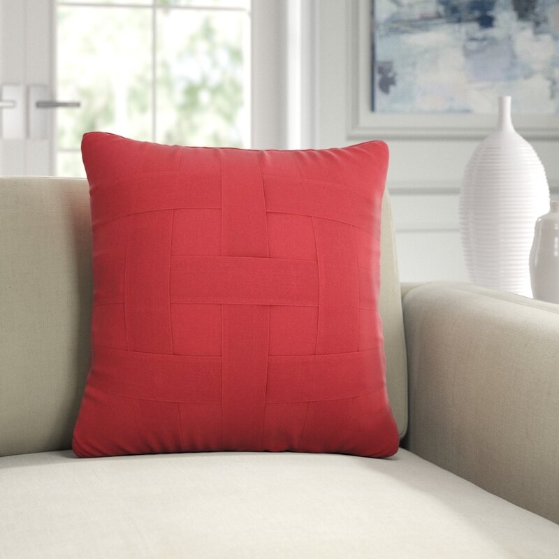 Elaine Smith Basketweave Outdoor Square Sunbrella® Pillow Cover & Insert - Image 0