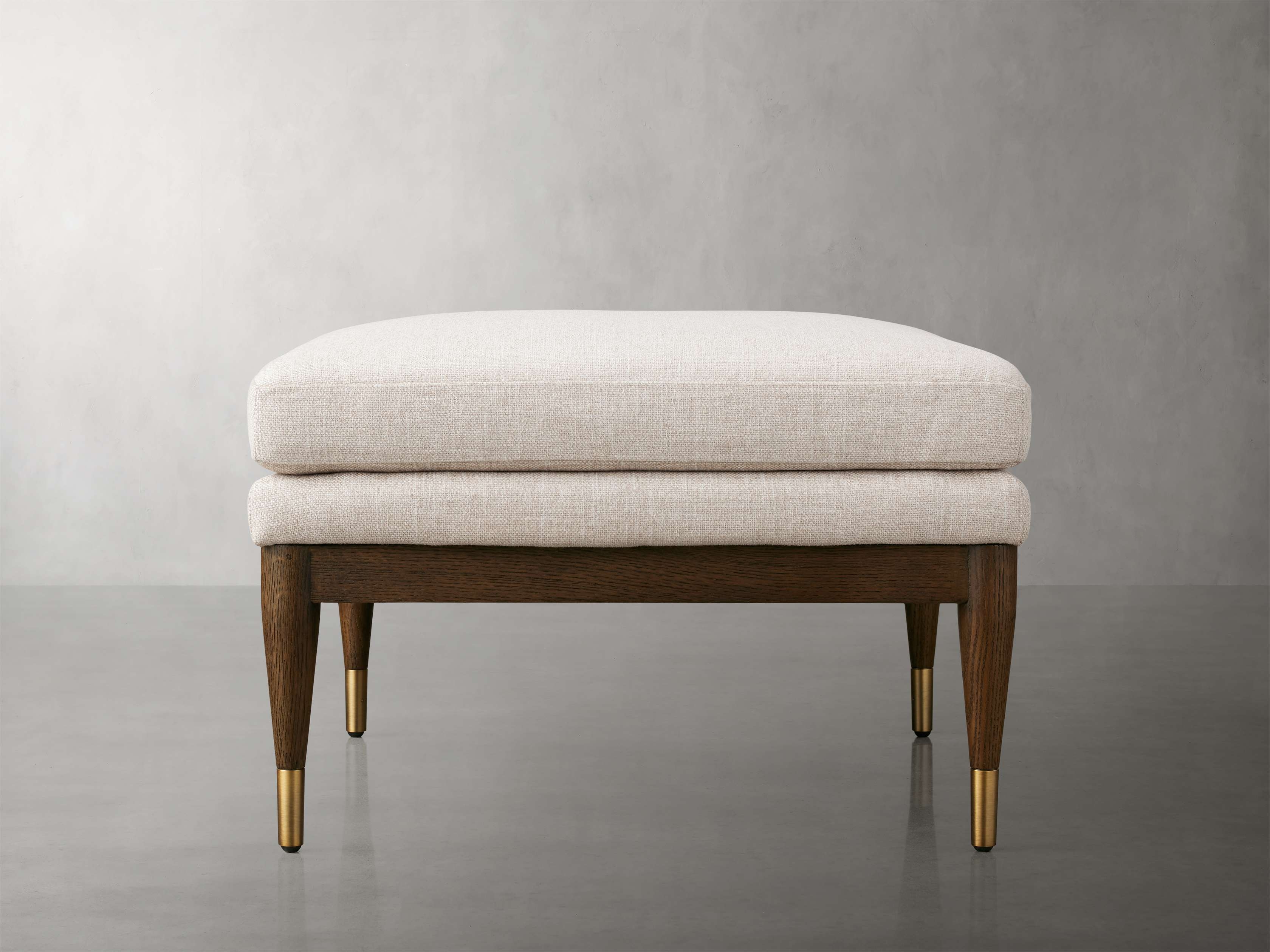 Fisher Square Ottoman in Upholstered Natural  Wiley Flax - Image 0