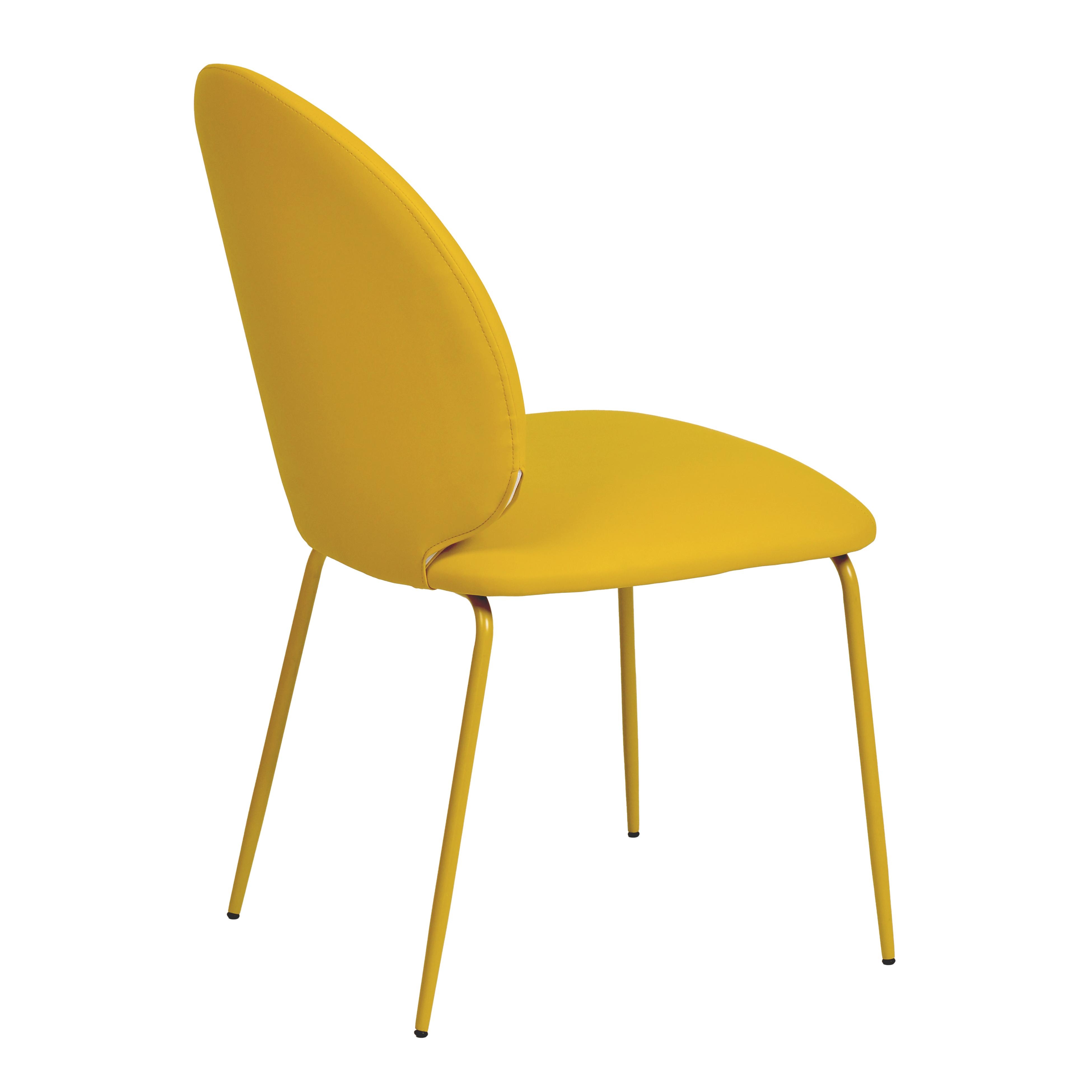Lauren Yellow Vegan Leather Kitchen Chairs - Set of 2 - Image 2