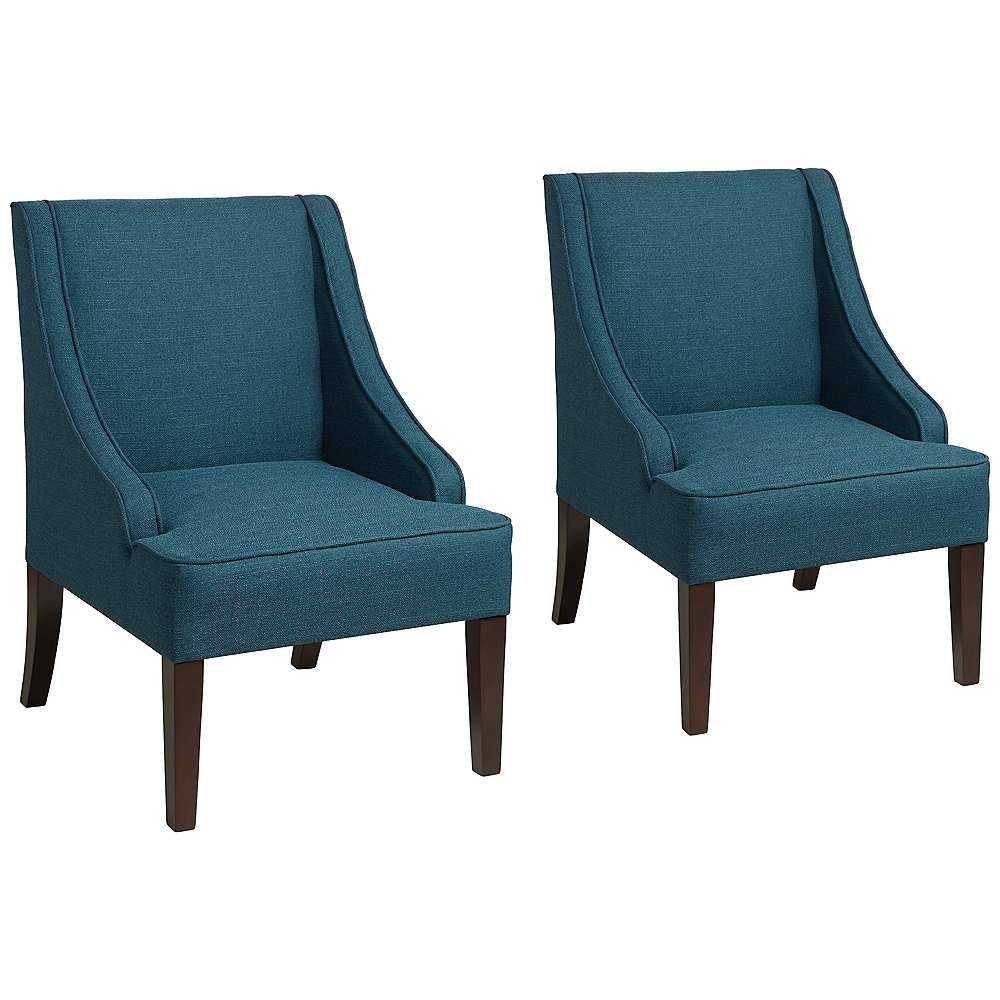 Dixon Blue Fabric Swoop Armchairs Set of 2 - Image 0