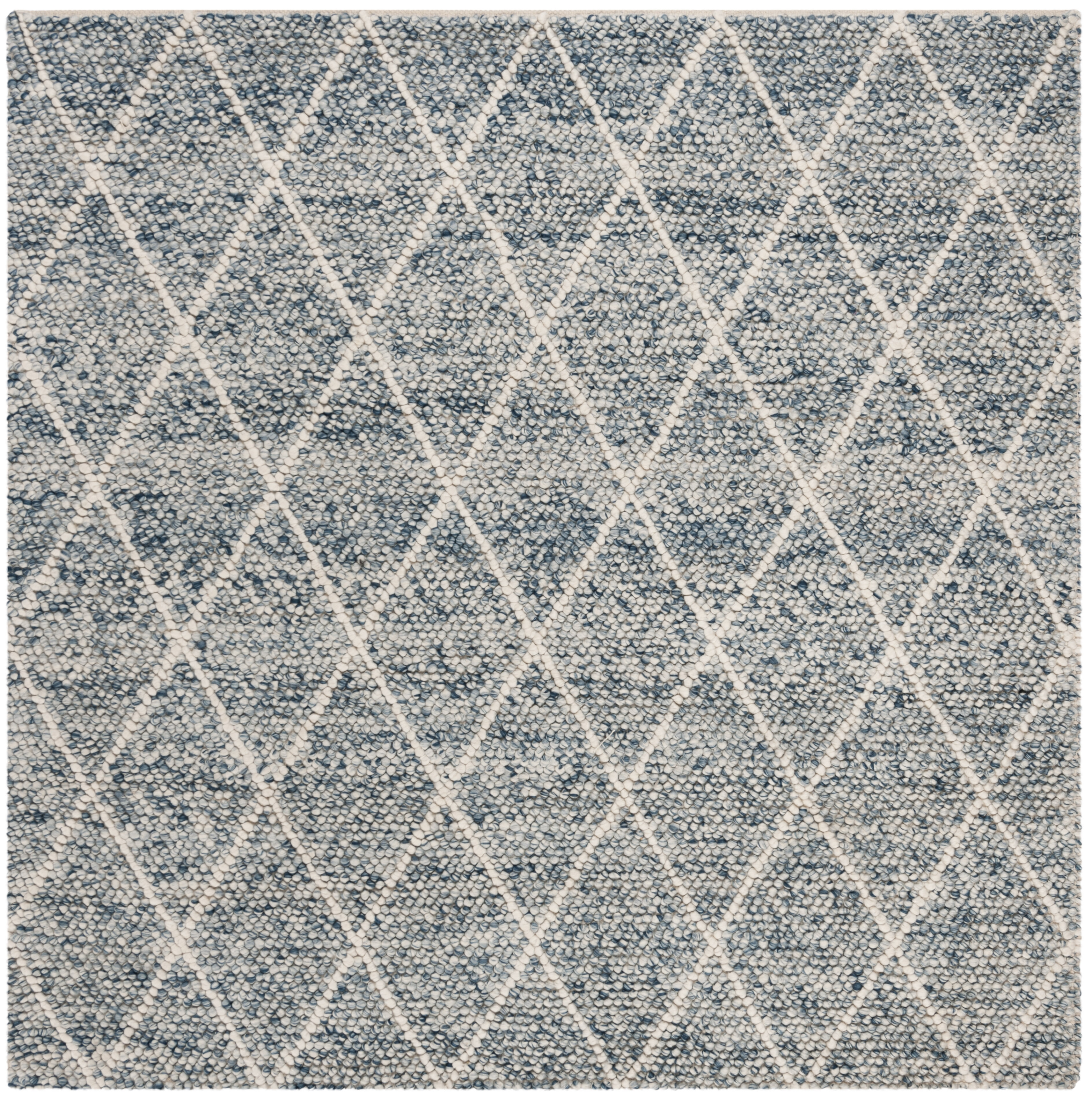 Arlo Home Hand Woven Area Rug, NAT712B, Ivory/Blue,  6' X 6' Square - Image 0