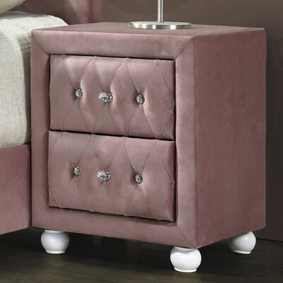 2 - Drawer Nightstand in Pink/White - Image 0