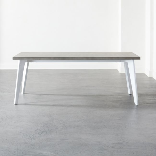 Harper White Dining Table with Concrete Top - Image 0