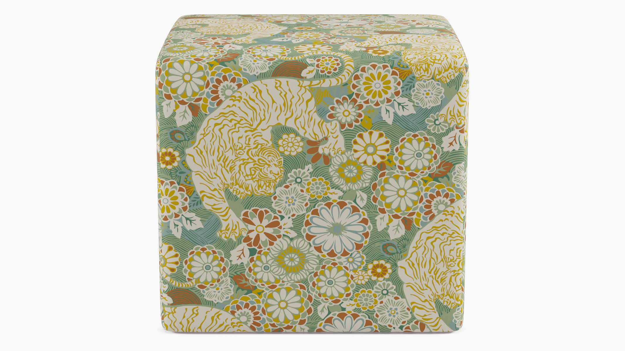 Cube Ottoman, Pistachio Siberian Tiger - Image 0
