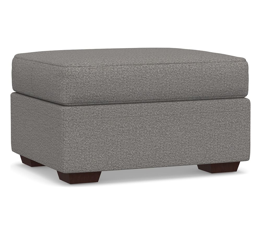 Pearce Modern Upholstered Ottoman, Polyester Wrapped Cushions, Performance Chateau Basketweave Blue - Image 0