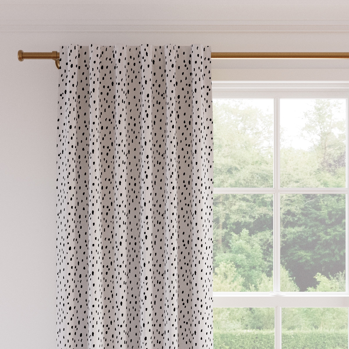 Printed Linen Curtain, Black Dalmatian, 50" x 96", Privacy - Image 1