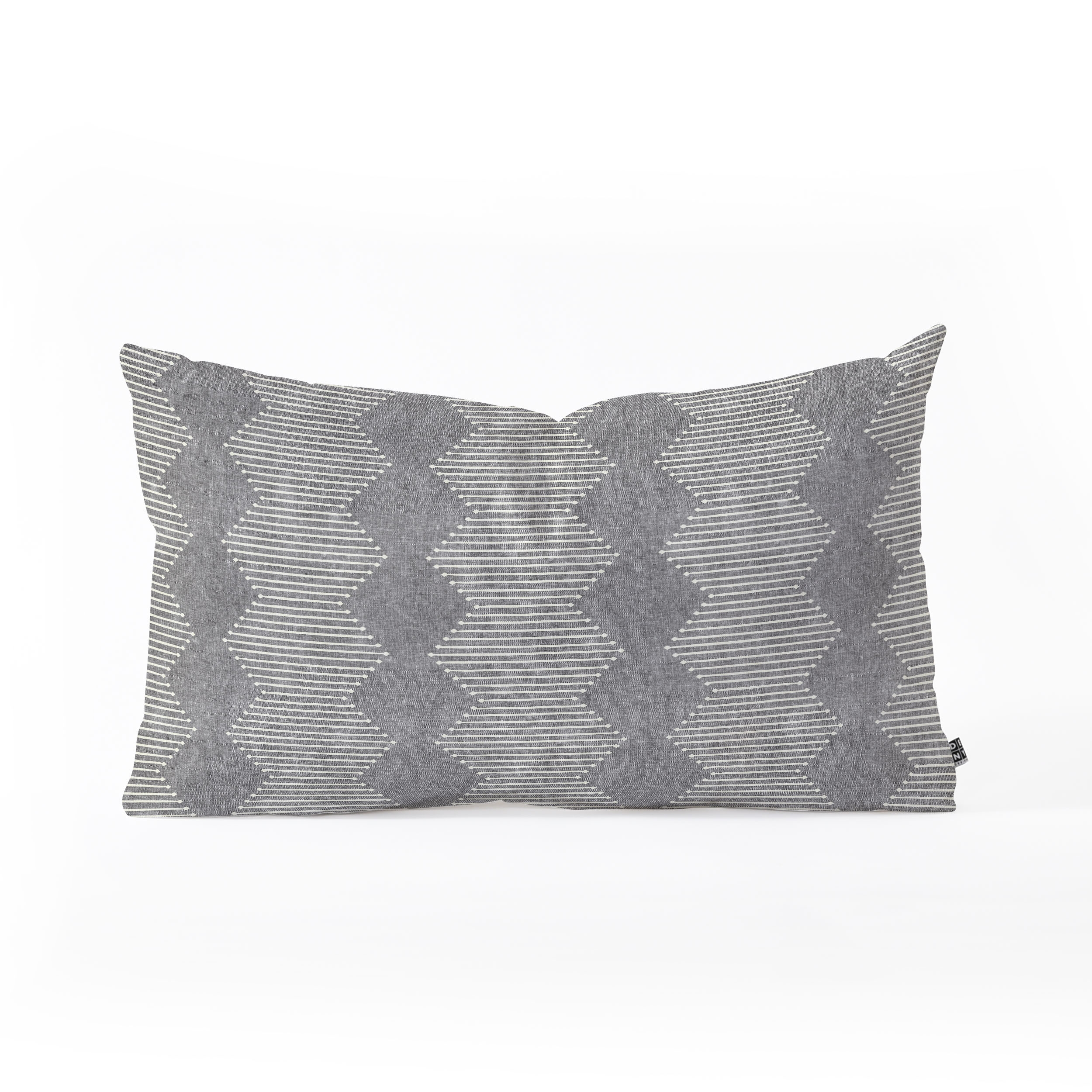 Diamond Mud Cloth Gray by Little Arrow Design Co - Oblong Throw Pillow 26" x 16" - Image 0
