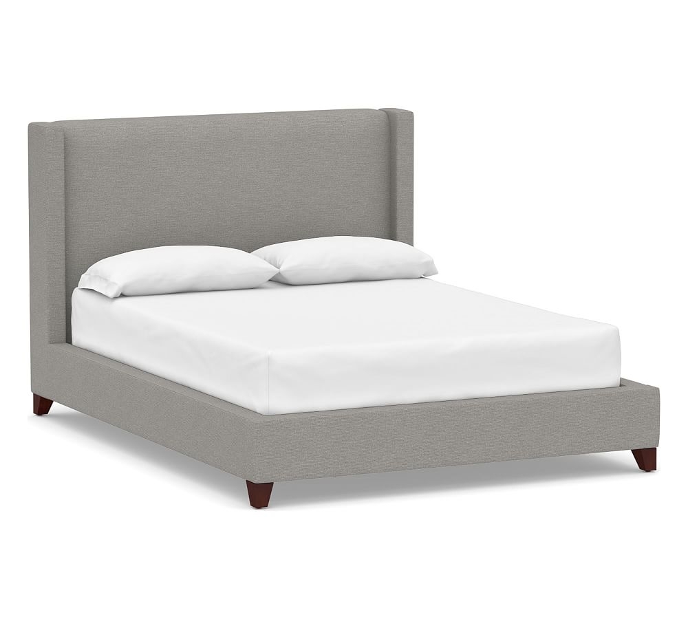 Harper Non-Tufted Upholstered Low Bed without Nailheads, Full, Performance Heathered Basketweave Platinum - Image 0