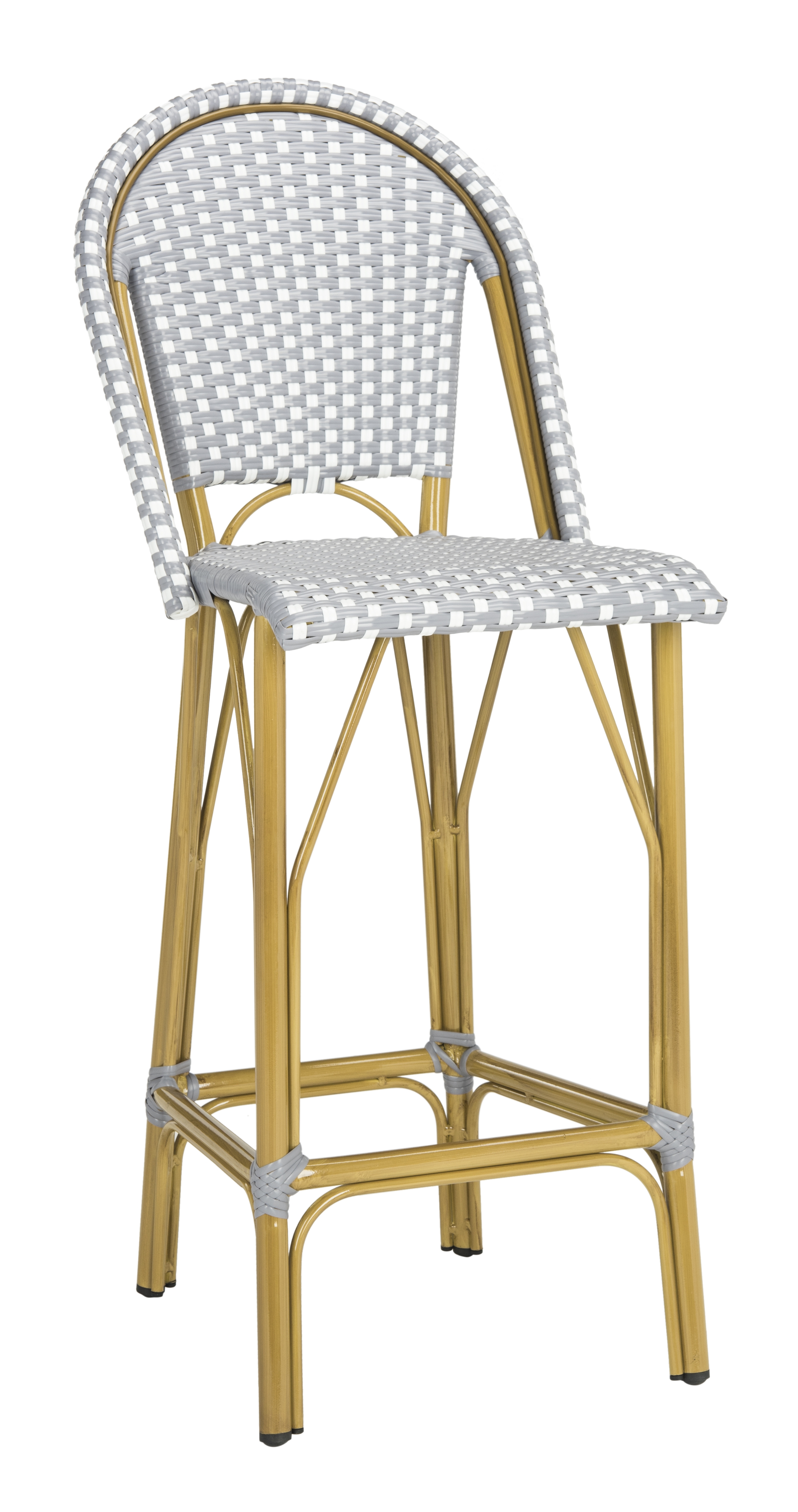 Ford Indoor-Outdoor Stacking French Bistro Bar Stool - Grey/White - Safavieh - Image 1