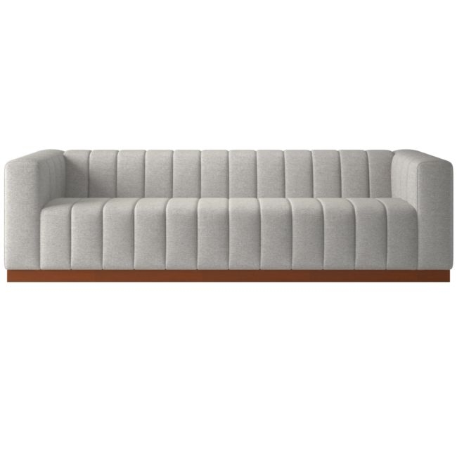 Forte 101" Hatch Platinum Sofa with Walnut Base - Image 0