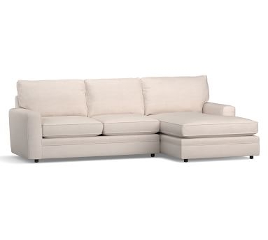 Pearce Square Arm Upholstered Left Arm Loveseat with Double Chaise Sectional, Down Blend Wrapped Cushions, Performance Slub Cotton White - Image 2