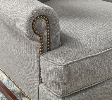 Thatcher Upholstered Armchair, Polyester Wrapped Cushions, Chenille Basketweave Charcoal - Image 1