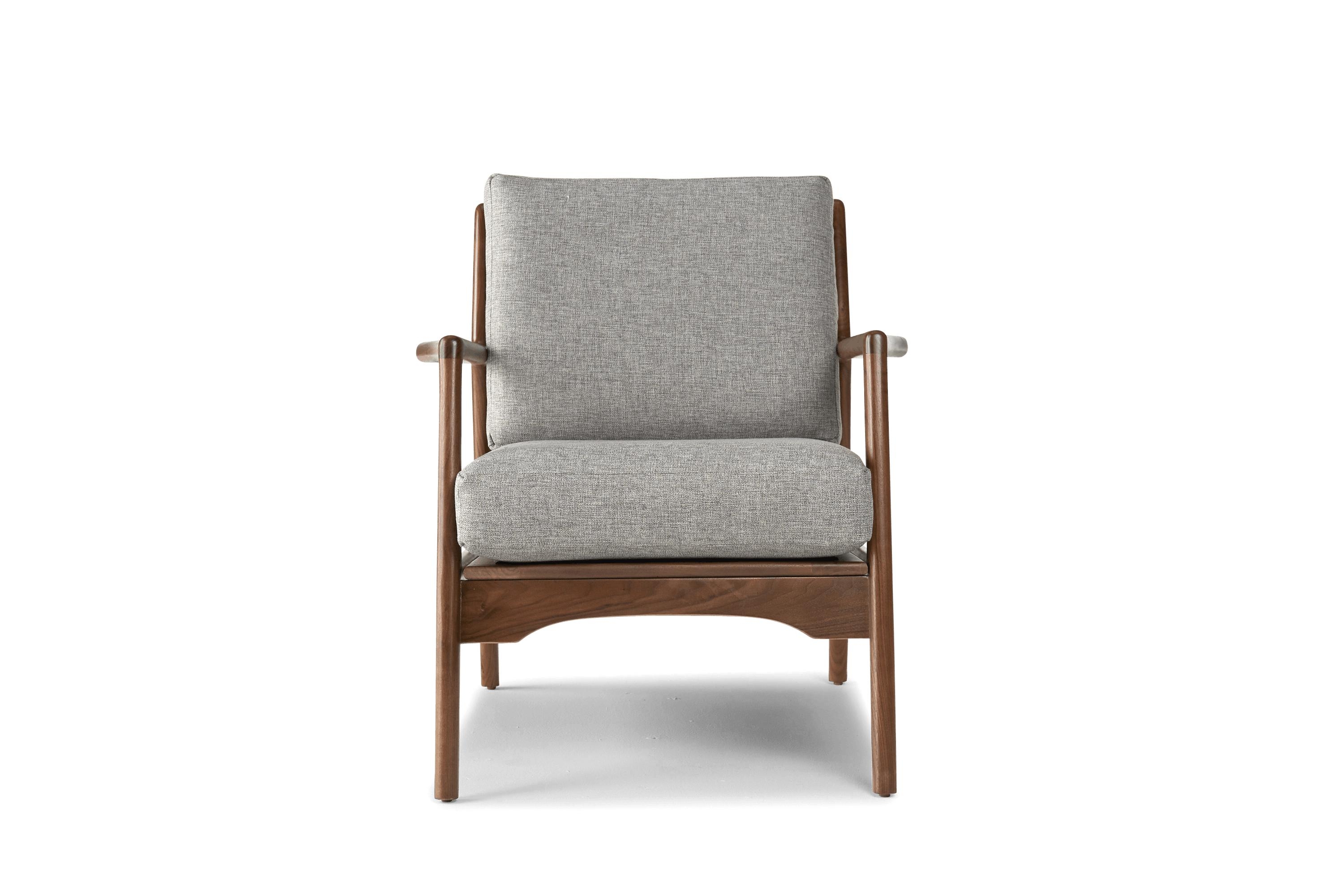 Gray Collins Mid Century Modern Chair - Taylor Felt Grey - Walnut - Image 0