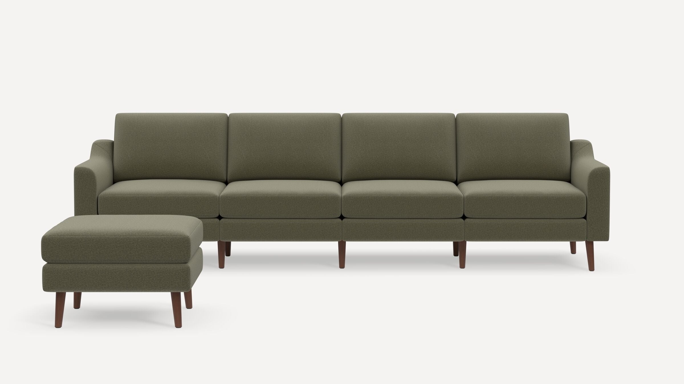 Nomad King Sofa with Ottoman - Moss Green - Performance Flatweave / Walnut - Wood / Slope - Image 0
