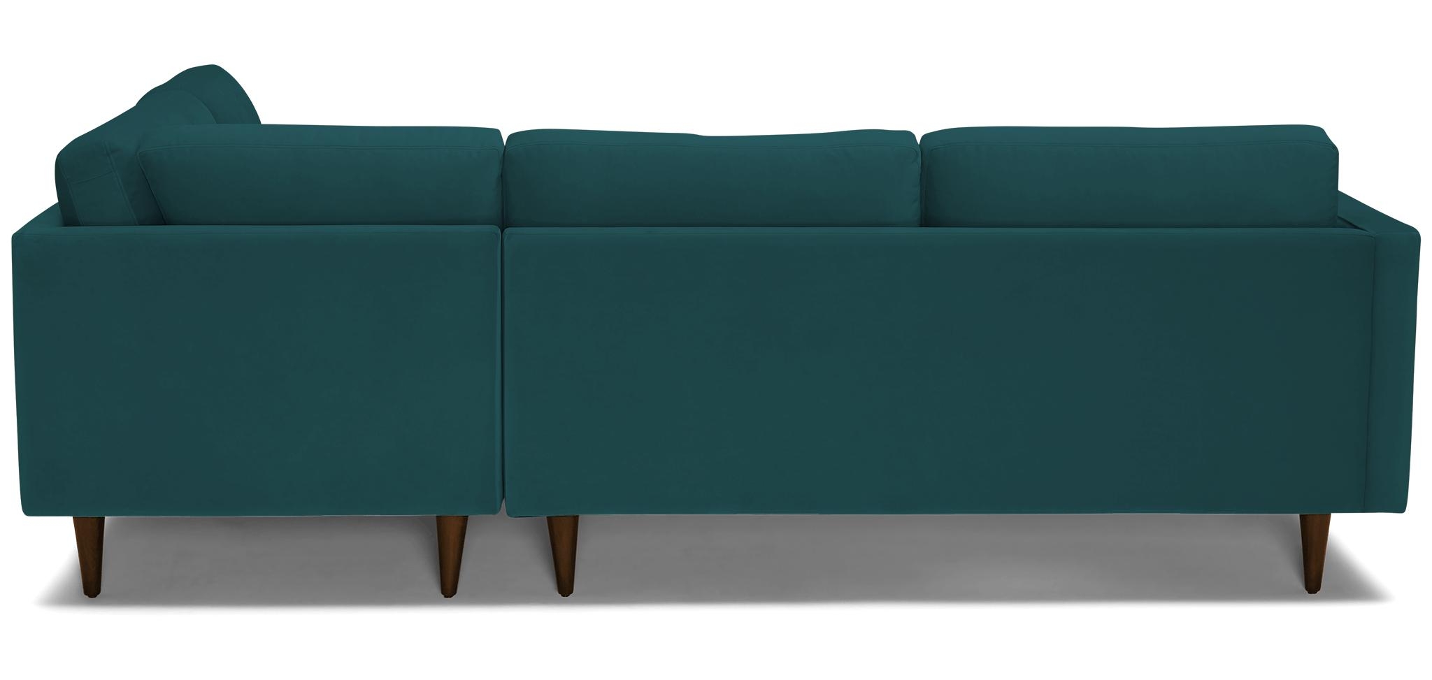Blue Briar Mid Century Modern Sectional with Bumper - Royale Peacock - Mocha - Left - Image 5